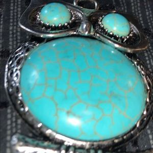 Faux turquoise Owl Chocker adjustable necklace